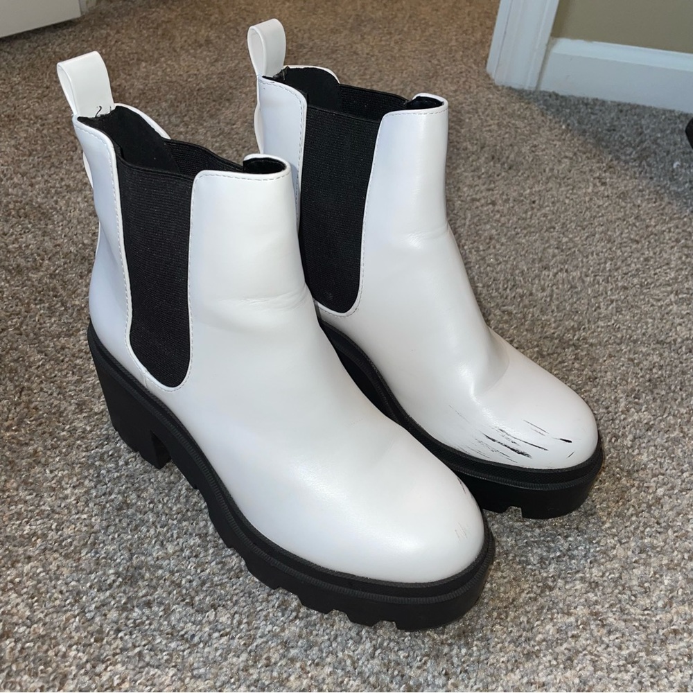 White Chelsea Chunky Boots
